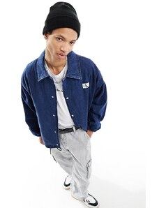 Calvin Klein Jeans - Giacca di jeans lavaggio scuro stile skater con etichetta del logo-Blu navy
