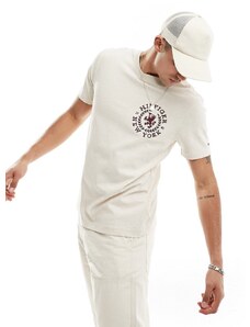 Tommy Hilfiger - Icon - T-shirt color crema con stemma-Bianco
