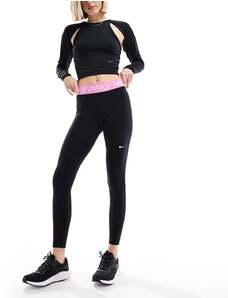 Nike Training Nike - Pro Training 365 - Leggings neri e rosa a vita medio alta-Nero
