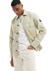 Calvin Klein - Camicia giacca color crema in cotone e nylon-Bianco