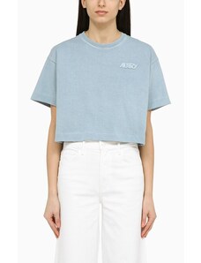 AUTRY T-shirt cropped azzurra in cotone