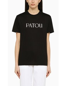 Patou T-shirt nera in cotone con logo