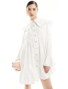 Sister Jane - Curious - Vestito camicia corto color avorio con colletto-Bianco