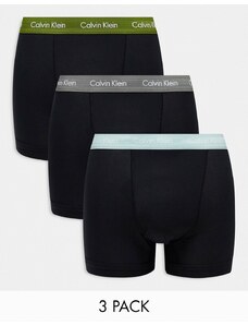 Calvin Klein - Confezione da 3 boxer aderenti neri con fascia colorata in vita-Nero