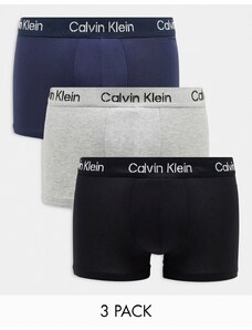 Calvin Klein - Confezione da 3 paia di boxer aderenti blu, neri e grigi-Multicolore