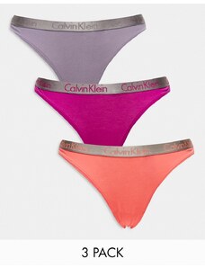 Calvin Klein - Confezione da 3 perizomi a vita alta multicolore