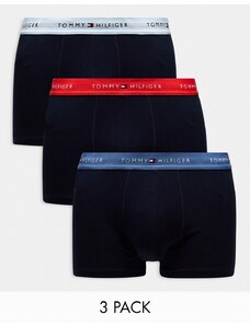 Tommy Hilfiger - Confezione da 3 paia di boxer aderenti con fascia in vita con logo colorato blu navy