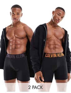 Calvin Klein - Intense Power - Confezione da 2 paia di boxer neri con fascia in vita con logo colorato-Nero