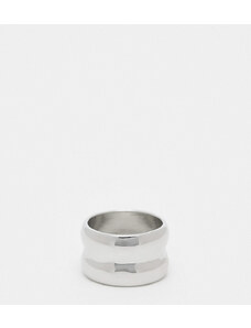 DesignB London - Anello doppio spesso color argento
