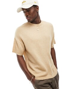 ASOS DESIGN - T-shirt leggera a maniche corte soffice vestibilità comoda color avena-Neutro