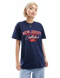 ASOS DESIGN - T-shirt oversize blu navy con grafica "New Jersey"