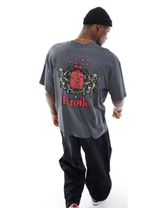 ASOS DESIGN - T-shirt oversize grigia con stampa "Street" sul retro-Grigio