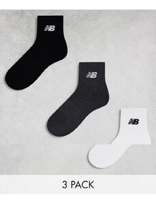 New Balance - Cofezione da 3 paia di calzini medi multicolore con logo