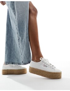 Superga - 2790 - Sneakers stile espadrilles bianche con suola flatform-Bianco