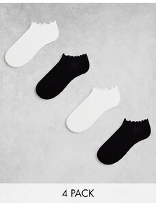 Lindex - Confezione da 4 paia di calzini alla caviglia multicolore con bordi ondulati