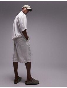 Topman - Pantaloncini testurizzati taglio lungo écru in coordinato-Bianco