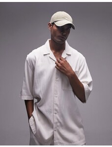 Topman - Camicia a maniche corte comoda bianca con rever in coordinato-Neutro