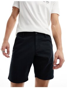 ASOS DESIGN - Pantaloncini chino taglio classico slim elasticizzati neri-Nero