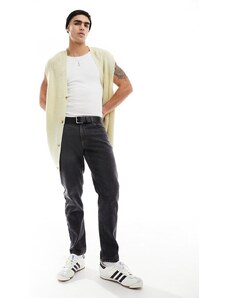 ASOS DESIGN - Cardigan oversize senza maniche in maglia a coste color pietra-Neutro