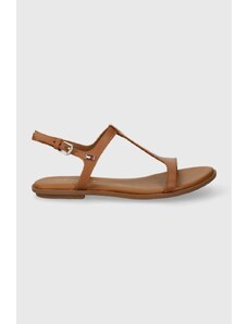 Tommy Hilfiger sandali in pelle TH FLAT SANDAL donna colore marrone FW0FW07930
