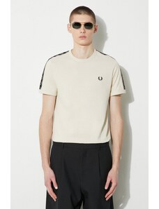 Fred Perry t-shirt in cotone Contrast Tape Ringer T-Shirt uomo colore beige con applicazione M4613.V57