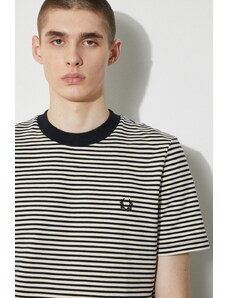 Fred Perry t-shirt in cotone Fine Stripe Heavy Weight Tee uomo colore beige M6581.V54