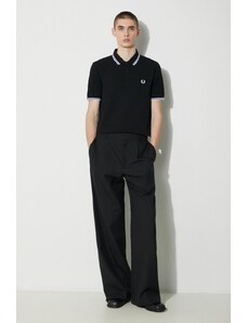Fred Perry polo in cotone Twin Tipped Shirt colore nero con applicazione M3600.350