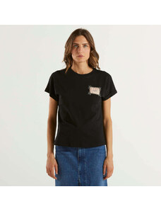 Twinset t-shirt con etichetta logo e ricamo nera