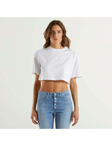 Dondup t-shirt crop bianca con applicazioni