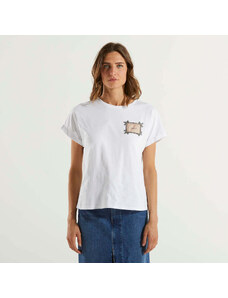 Twinset t-shirt con etichetta logo e ricamo bianca