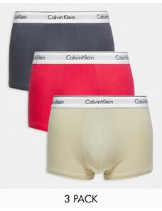 Calvin Klein - Confezione da 3 boxer aderenti rosa, grigio antracite e beige-Multicolore