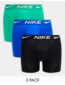 Nike - Dri-FIT Essential Micro - Confezione da 3 slip in microfibra verde/nero/blu-Multicolore