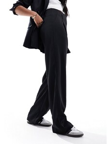 Vero Moda - Pantaloni sartoriali dritti a vita alta neri con passanti per la cintura vestibilità comoda-Nero