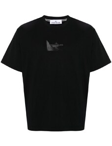 Stone Island T-shirt nera stampa faded