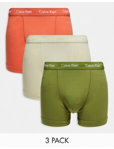 Calvin Klein - Confezione da 3 boxer aderenti verdi, beige e ruggine-Multicolore