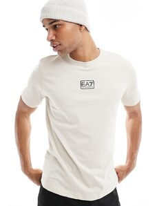 Armani - EA7 - T-shirt beige con logo centrale riquadrato-Neutro