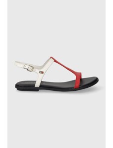Tommy Hilfiger sandali in pelle TH FLAT SANDAL donna colore blu navy FW0FW07930