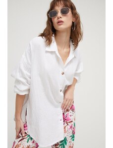 Roxy camicia in cotone Morning Time donna colore bianco ERJWO03000