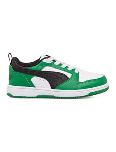 Sneakers bianche e verdi da bambina Puma Rebound v6 Lo AC PS
