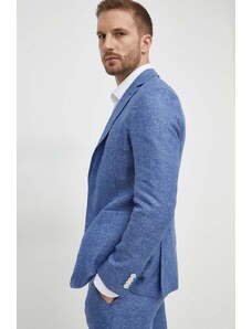 BOSS giacca in lino colore blu