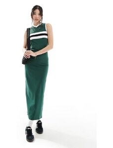 ASOS DESIGN - Vestito lungo senza maniche verde con scollo a V e dettaglio a righe