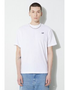 New Balance t-shirt in cotone Small Logo uomo colore bianco con applicazione MT41509WT