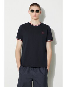 Fred Perry t-shirt in cotone Twin Tipped T-Shirt uomo colore blu navy con applicazione M1588.T55