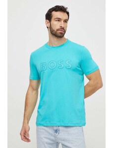 Boss Green t-shirt in cotone uomo colore verde con applicazione