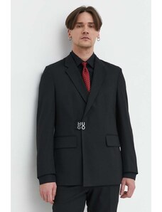 HUGO blazer con aggiunta di lana colore nero