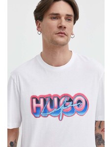 Hugo Blue t-shirt in cotone uomo colore bianco