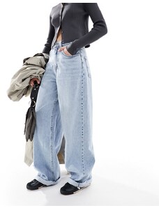 ASOS DESIGN - Jeans larghi blu chiaro con risvolto ampio