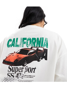 ASOS Curve ASOS DESIGN Curve - T-shirt oversize bianco sporco con grafica "California" con automobile