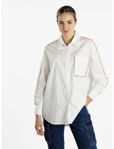 Vicbee Camicia Donna Oversize In Cotone Con Perline Colorate Classiche Bianco Taglia Unica