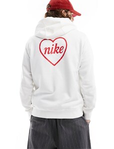 Nike - Felpa bianca con cappuccio e logo a cuore-Bianco